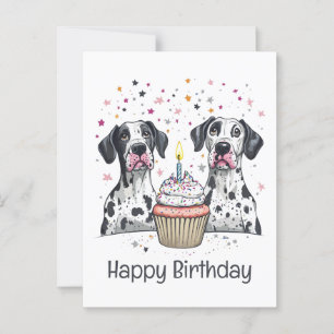 Gelukkige verjaardag Great Dane honden Cupcake Briefkaart
