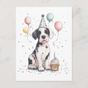 Gelukkige verjaardag Great Dane Puppy Cupcake Briefkaart