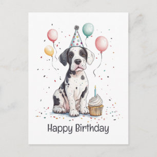 Gelukkige verjaardag Great Dane Puppy Cupcake Briefkaart