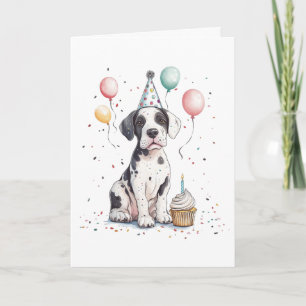 Gelukkige verjaardag Great Dane Puppy Cupcake Kaart
