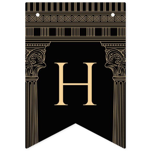 Gelukkige verjaardag Griekse tempel met aangepaste Vlaggetjes (Tweede vlag)