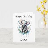 Gelukkige verjaardag, grijs en roze, personaliseer kaart (Gele Bloem)