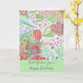 Gelukkige verjaardag grillige bloemen kaart (Gele Bloem)