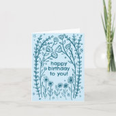 Gelukkige verjaardag grillige bloemen schets Doodl Kaart (Voorkant)