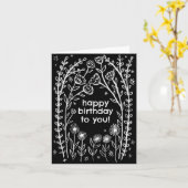 Gelukkige verjaardag grillige bloemen schets Doodl Kaart (Gele Bloem)