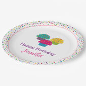 Gelukkige verjaardag grillige Frosted Cupcake Papieren Bordje (Gekanteld)