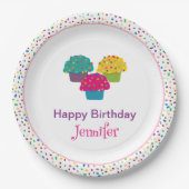 Gelukkige verjaardag grillige Frosted Cupcake Papieren Bordje (Voorkant)