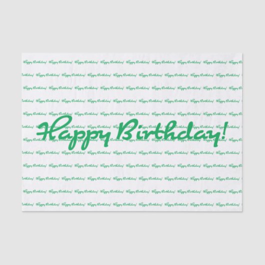 Gelukkige verjaardag! Groen Casual scriptpatroon h Tissuepapier (Voorkant)