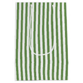 Gelukkige Verjaardag Groen/Wit Eenvoudige Stripes  Medium Cadeauzakje (Achterkant)