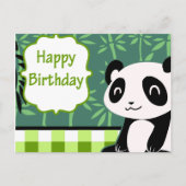 Gelukkige Verjaardag Groene Bamboe Panda Briefkaart (Voorkant)