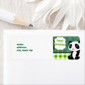 Gelukkige Verjaardag Groene Bamboe Panda Etiket (Insitu)