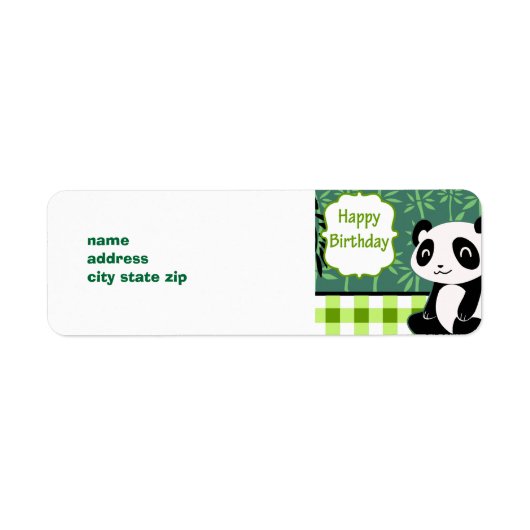 Gelukkige Verjaardag Groene Bamboe Panda Etiket (Voorkant)