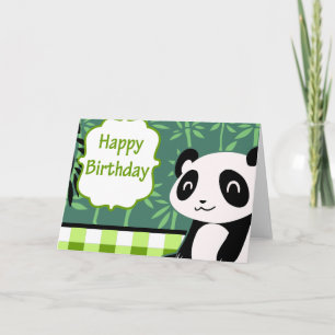 Gelukkige Verjaardag Groene Bamboe Panda Kaart
