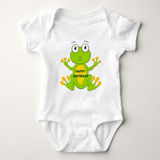 Gelukkige Verjaardag Groene Kikker Romper (Voorkant)
