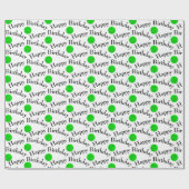 Gelukkige Verjaardag Groene Pickleballs op Wit Cadeaupapier (Vlak)