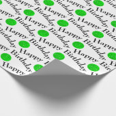 Gelukkige Verjaardag Groene Pickleballs op Wit Cadeaupapier (Hoek)