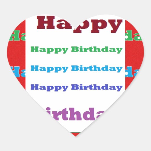 Gelukkige Verjaardag Groet Script Acryl Rode basis Hart Sticker (Voorkant)