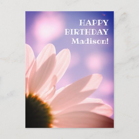 Gelukkige Verjaardag Groeten Daisy Flower Foto Aan Briefkaart (Voorkant)