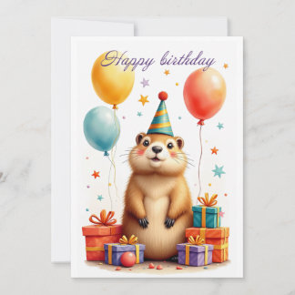 Gelukkige verjaardag groeten van een leuke marmot feestdagenkaart