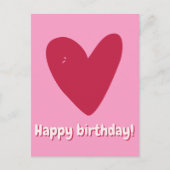 Gelukkige Verjaardag - Groot Frambozenroze Hart Briefkaart (Voorkant)