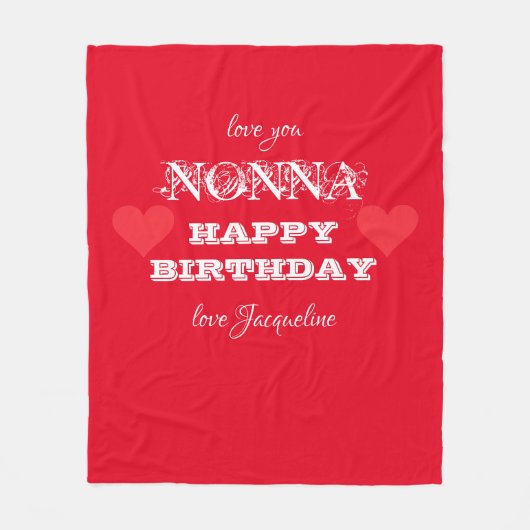Gelukkige Verjaardag Grootmoeder NONNA Naam Gezell Fleece Deken (Voorkant)
