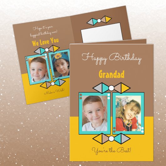 Gelukkige Verjaardag Grootvader foto's bruin en ge Kaart
