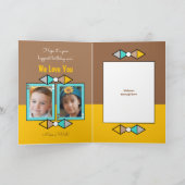 Gelukkige Verjaardag Grootvader foto's bruin en ge Kaart (Binnen)