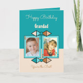 Gelukkige Verjaardag Grootvader foto's turquoise e Kaart (Voorkant)
