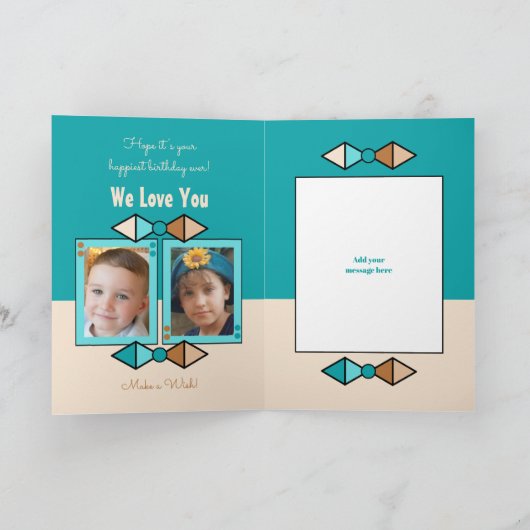 Gelukkige Verjaardag Grootvader foto's turquoise e Kaart (Binnen)