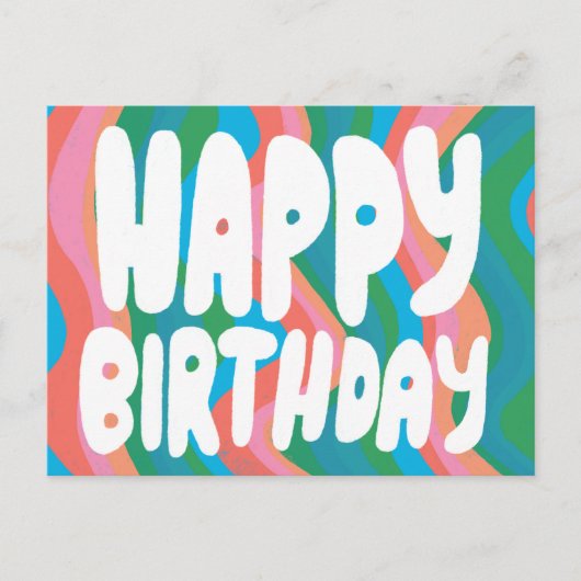 GELUKKIGE VERJAARDAG Groovy Bubbel Letters Aangepa Briefkaart (Voorkant)