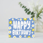 GELUKKIGE VERJAARDAG Groovy Daisies CUSTOM Day Briefkaart (Staand voorkant)