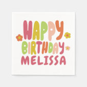 GELUKKIGE VERJAARDAG Groovy Daisies KLEURRIJKE CUS Servet (Voorkant)