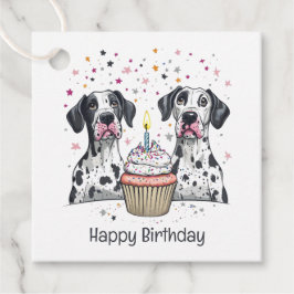 Gelukkige Verjaardag Grote Deen Honden Cupcake Bedankjes Labels