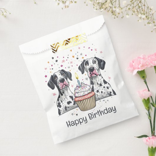 Gelukkige Verjaardag Grote Deen Honden Cupcake Bedankzakje (Gezegeld)