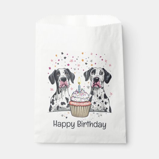 Gelukkige Verjaardag Grote Deen Honden Cupcake Bedankzakje (Voorkant)