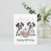 Gelukkige Verjaardag Grote Deen Honden Cupcake Briefkaart (Staand voorkant)