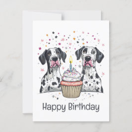Gelukkige Verjaardag Grote Deen Honden Cupcake Briefkaart