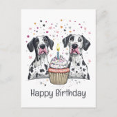 Gelukkige Verjaardag Grote Deen Honden Cupcake Briefkaart (Voorkant)