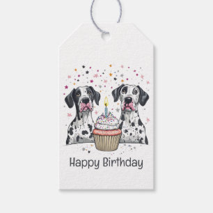 Gelukkige Verjaardag Grote Deen Honden Cupcake Cadeaulabel