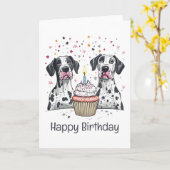 Gelukkige Verjaardag Grote Deen Honden Cupcake Kaart (Gele Bloem)