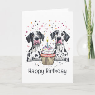 Gelukkige Verjaardag Grote Deen Honden Cupcake Kaart