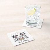 Gelukkige Verjaardag Grote Deen Honden Cupcake Kartonnen Onderzetters (Insitu)