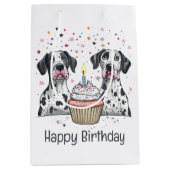 Gelukkige Verjaardag Grote Deen Honden Cupcake Medium Cadeauzakje (Voorkant)