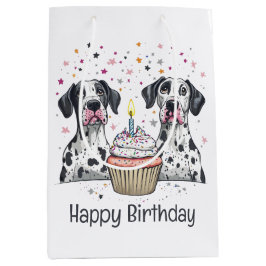 Gelukkige Verjaardag Grote Deen Honden Cupcake Medium Cadeauzakje