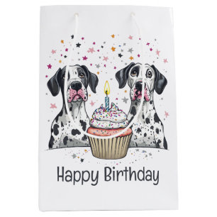 Gelukkige Verjaardag Grote Deen Honden Cupcake Medium Cadeauzakje