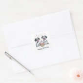 Gelukkige Verjaardag Grote Deen Honden Cupcake Vierkante Sticker (Envelop)