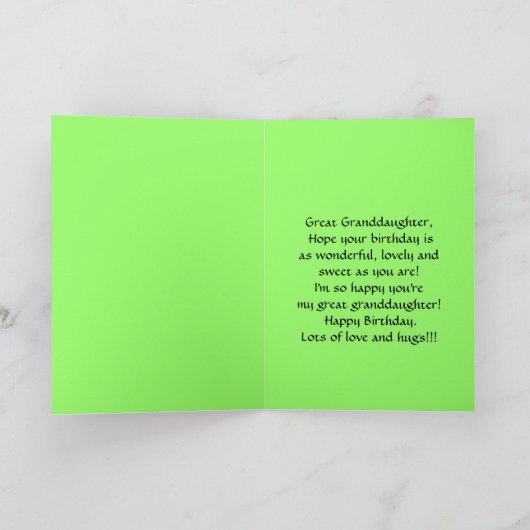 Gelukkige Verjaardag Grote Kleindochter Lily van d Kaart (Binnen)