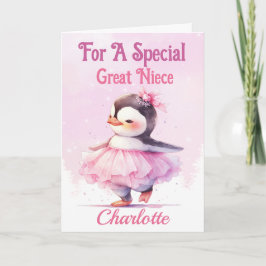 Gelukkige Verjaardag Grote Nicht Pinguïn Roze Ball Kaart