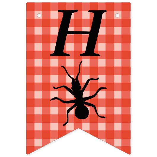 Gelukkige Verjaardag Grote Zwarte Mier Rood Wit Pl Vlaggetjes (Eerste vlag)