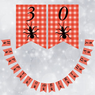 Gelukkige Verjaardag Grote Zwarte Mier Rood Wit Pl Vlaggetjes